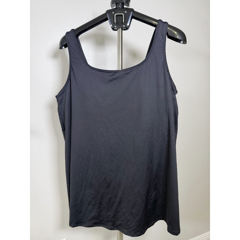 Lands' End One Piece Swimsuit Womens 3X Black Scoop Neck UPF 50+ Sun Protection